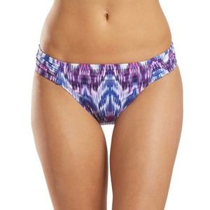 Tommy Bahama Ikat Mirage Side Shirred Bikini Bottom in Blue Monday